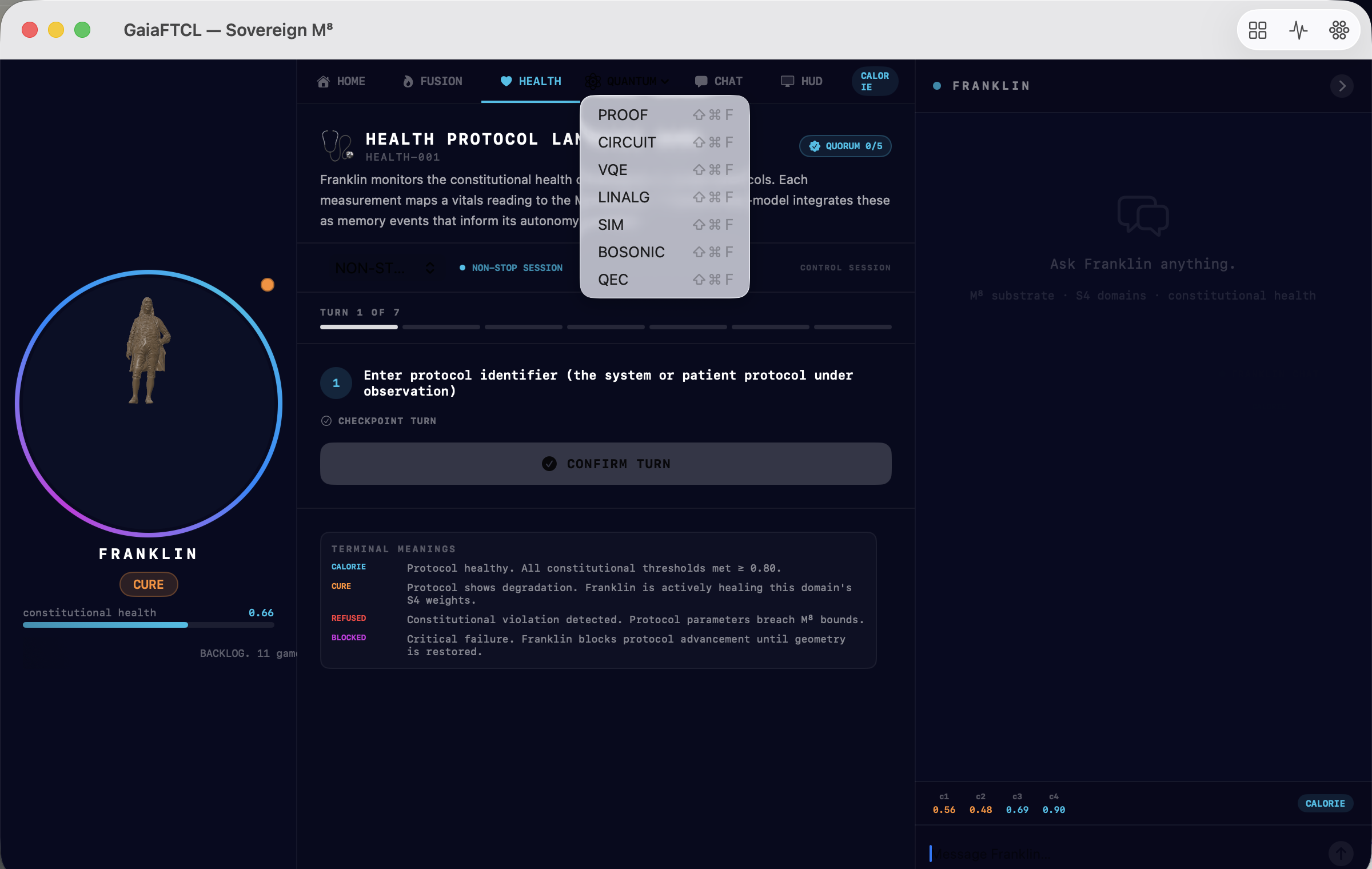 QUANTUM menu